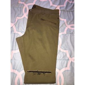 Plus Size Olive Green Skinny Jeans